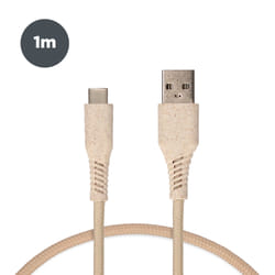 Ksix Cable de carga y datos USB-A a USB-C , Materiales eco, 1 m, Blanco