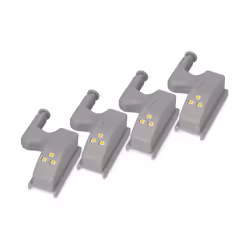 Ksix Pack of 4 hinge LED lights, Switch, 3 LEDs lighting, Warm white 3000K, Cabinet, Grey, Acrylonitrile butadiene styrene (A ...