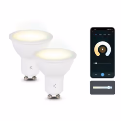 Ksix Pack 2 SmartLED Smart Bulbs, 5,5W, 400 lumens, GU10 Base, CCT, WiFi, 5.5 W, 35 W, GU10, 400 lm, 15000 h, Cool white, War ...