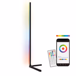 Ksix BXLAMP04, Smart floor lighting, Wi-Fi/Bluetooth, Black, LED, Aluminium, Iron, Silicone, Multi, White