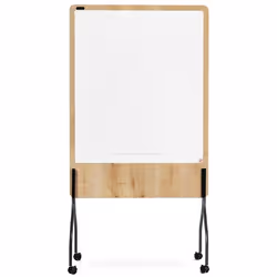 Double-sided mobile stand from the NATURAL range. with lacquered boards on both sides fully compatible with dry-erase markers ...