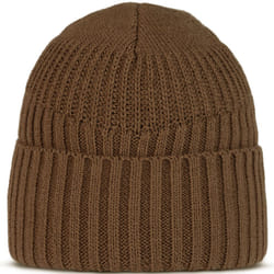 Buff Unisex Renso Chunky Knit Cuffed Fleece Lined Beanie Hat - One Size, Brindle Brown