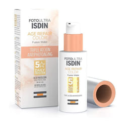 ISDIN FotoUltra Age Repair Color Fusion Water SPF 50 - Tinted facial sunscreen | Triple anti-aging action | Natural coverage, 50 ml