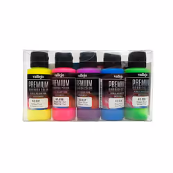 Vallejo Fluorescent Colors, 60 ml, Blue, Green, Magenta, Violet, Yellow, Matte, Bottle