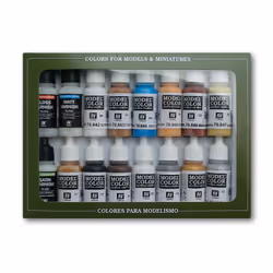 Vallejo Folkstone Specialist, 17 ml, Black, Blue, Brown, Gold, Grey, Silver, White, Matte, Bottle