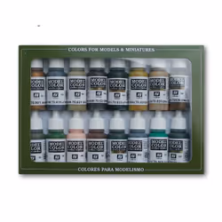 Vallejo German Camouflage WWII, 17 ml, Beige, Blue, Brown, Green, Orange, Rose, Matte, Bottle