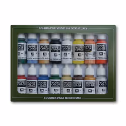 Vallejo Basic Colors USA, 17 ml, Black, Blue, Brown, Flesh, Gold, Green, Orange, Purple, Red, Silver, White, Yellow, Matte, B ...