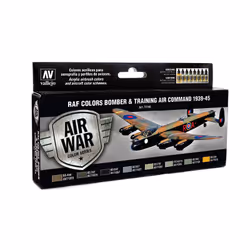 Vallejo RAF Colors Bomber & Training Air Command 1939-1945, 17 ml, Black, Brown, Green, Grey, Yellow, Matte, Bottle
