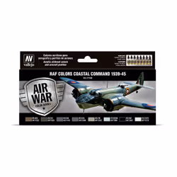Vallejo RAF colors Coastal Command 1939-1945, 17 ml, Black, Blue, Green, Grey, White, Matte, Bottle