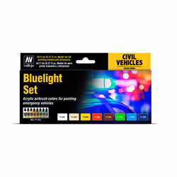Vallejo Bluelight Set, 17 ml, Blue, Green, Ivory, Orange, Red, White, Yellow, Matte, Bottle