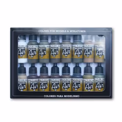 Vallejo German/Allied WWII, 17 ml, Black, Brown, Green, Grey, Olive, Red, Umbra, White, Yellow, Matte, Bottle