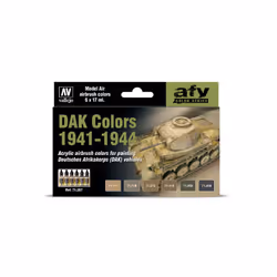 Vallejo DAK Colors 1941-1944, 17 ml, Brown, Green, Grey, Olive, Matte, Bottle