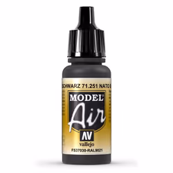 Vallejo NATO Black, 17 ml, Black, Grey, Matte, Bottle