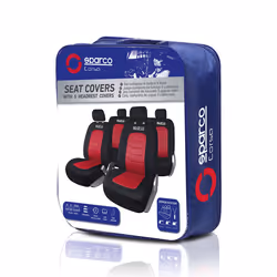 SPARCO S-LINE SPC1019RS Seat cover black, red Polyester Front and Rear