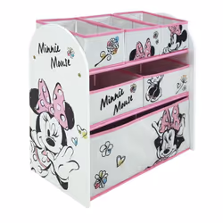 Minnie Mouse Classic Wooden Toy Organiser with 6 Storage Bins