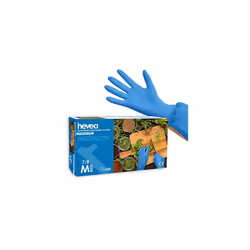 Hevea - Disposable nitrile gloves. Powder and latex free. 1 box of 100 gloves. Size: M (medium) Colour: blue