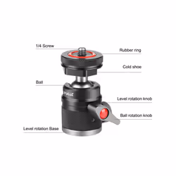 PULUZ Aluminum Alloy Ball Head Tripod Mount with Cold Shoe Base(Black)