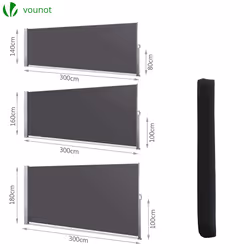 VOUNOT 1.8 x 3 m Side Awning Retractable, Privacy Screen for Patio, Garden, Balcony, Terrace, Black - Additional view 3