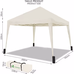 VOUNOT 3x3m Pop Up Gazebo Waterproof Folding Garden Party Tent, Cream