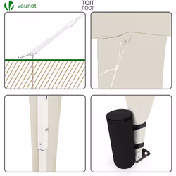 VOUNOT 3x3m Pop Up Gazebo Waterproof Folding Garden Party Tent, Cream