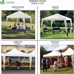 VOUNOT 3x3m Pop Up Gazebo Waterproof Folding Garden Party Tent, Cream - Additional view 5