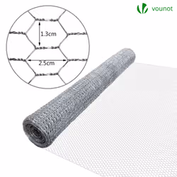 VOUNOT Chicken Wire Mesh, Metal Animal Fence, 13mm Holes, 1m x 25m, Galvanized Silver