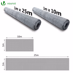 VOUNOT Chicken Wire Mesh, Metal Animal Fence, 13mm Holes, 1m x 25m, Galvanized Silver - Additional view 7