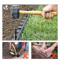 VOUNOT Plastic Garden Edging, Flexible Lawn Edging with Pegs, Green 20m - Additional view 4
