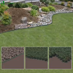 VOUNOT Plastic Garden Edging, Flexible Lawn Edging with Pegs, Green 20m - Additional view 5