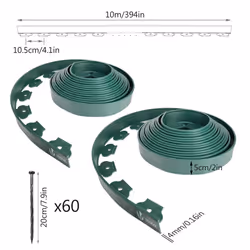 VOUNOT Plastic Garden Edging, Flexible Lawn Edging with Pegs, Green 20m - Additional view 7