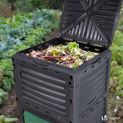 VOUNOT Compost Bin Garden, Plastic Composters Outdoor, Black and Green, 300L