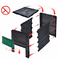 VOUNOT Compost Bin Garden, Plastic Composters Outdoor, Black and Green, 300L - Additional view 6