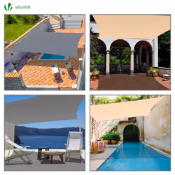 VOUNOT HDEP Sun Shade Sail Rectangle with Fixing Kits, 3x5m, Grey