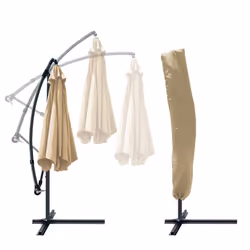 VOUNOT 3m Cantilever Garden Parasol, Banana Patio Umbrella with Crank Handle and Tilt, Khaki - Additional view 4