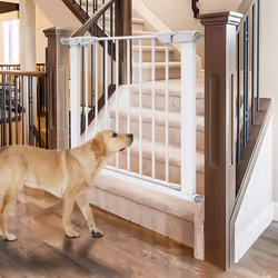 VOUNOT Stair Gates, Pressure Fit Safety Gate, White, 76-84 cm
