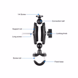 PULUZ Motorcycle Handlebar Fixed Mount U-Bolt Base Holder for GoPro and Other Action Cameras(Black)