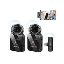 PULUZ Wireless Lavalier Microphone for Type-C Phone, Type-C Receiver and Dual Microphones (Black)