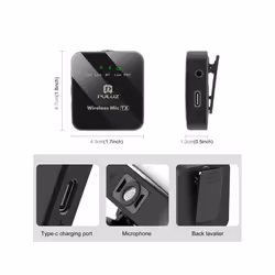 PULUZ Wireless Lavalier Microphone for Type-C Phone, Type-C Receiver and Dual Microphones (Black)