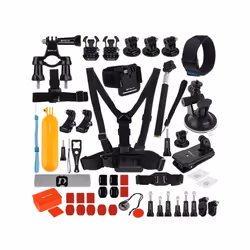 PULUZ 53 in 1 Accessories Combo Kit (Chest Strap, Suction Cup, Monopod, Mounts) for GoPro & Action Cameras