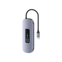 USAMS US-SJ643 PD100W 8 in 1 Aluminum Alloy Multifunctional Type-C HUB with Light(Metal Grey)
