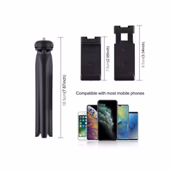 PULUZ Pocket Mini Plastic Tripod Mount with Phone Clamp for Smartphones(Black)