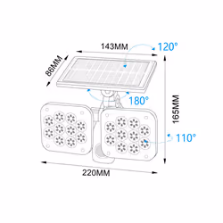 7W LED Solar outdoor garden Wall Lamp Floodlight PIR Sensor, 6500K