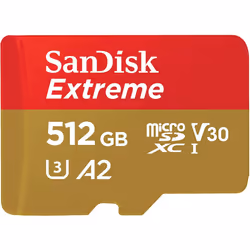 SanDisk Extreme 512GB microSDXC Memory Card + SD Adapter with A2 App Performance + Rescue Pro Deluxe, up to 160MB/s, Class 10 ...