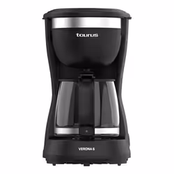 Taurus VERONA 6, Drip coffee maker, 0.6 L, Ground coffee, 600 W, Black, Stainless steel