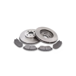 Brake disc and pads set; BREMBO; internally vented with accessories with brake caliper screws, with anti-squeak plate incl. w ...