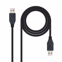Nanocable 10.01.1002-BK, 2 m, USB A, USB A, USB 3.2 Gen 1 (3.1 Gen 1), Male/Male, Black