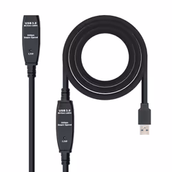 Nanocable 10.01.0312, 10 m, USB A, USB A, USB 3.2 Gen 1 (3.1 Gen 1), 5 Gbit/s, Black