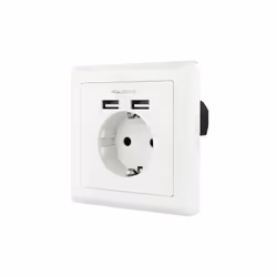 Nanocable Schuko wall plug base with 2 USB sockets Max. 2.4A, White, CEE 7/3 + USB, White, Universal, CE, LVD, KEMA, FCC, 250 ...
