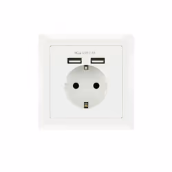 Nanocable Schuko wall plug base with 2 USB sockets Max. 2.4A, White