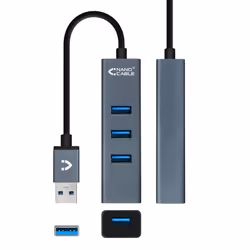 Nanocable USB 3.0 Hub 4xUSB3.0 USB-A/M-USB 3.0/H, Grey, 10 cm